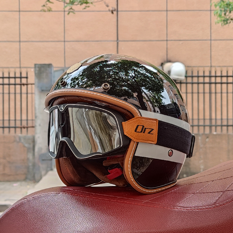 Open Face Half Moto Motorcycle Helmet vintage Motorbike Vespa capacete Chopper Bike BLACK