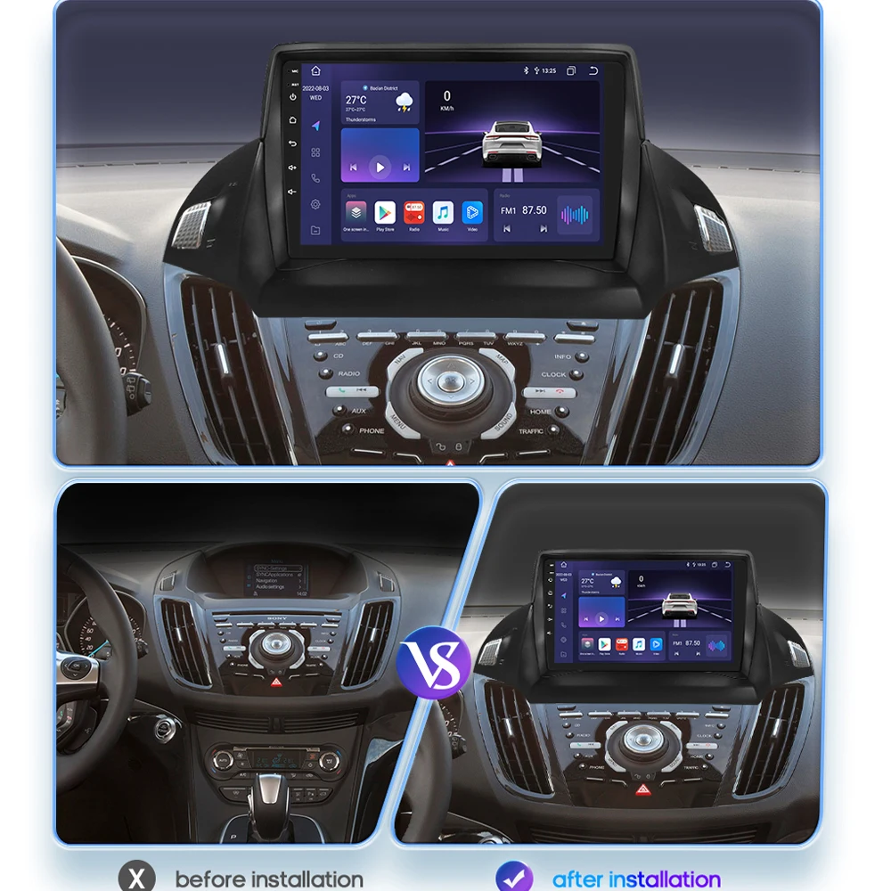 8+128 Android 12 Carplay Auto Car Radio Player for Ford Kuga 2 Escape 3 2013 - 2017 Car Radio Multimedia Video Player Navigation