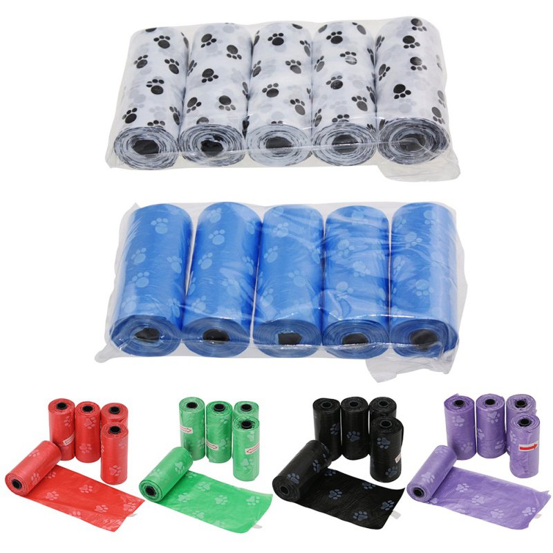 5Pcs/lot Pets Dog Poop Bags Great For All Waste Pet Printed Disposable Bag Environment-friendly