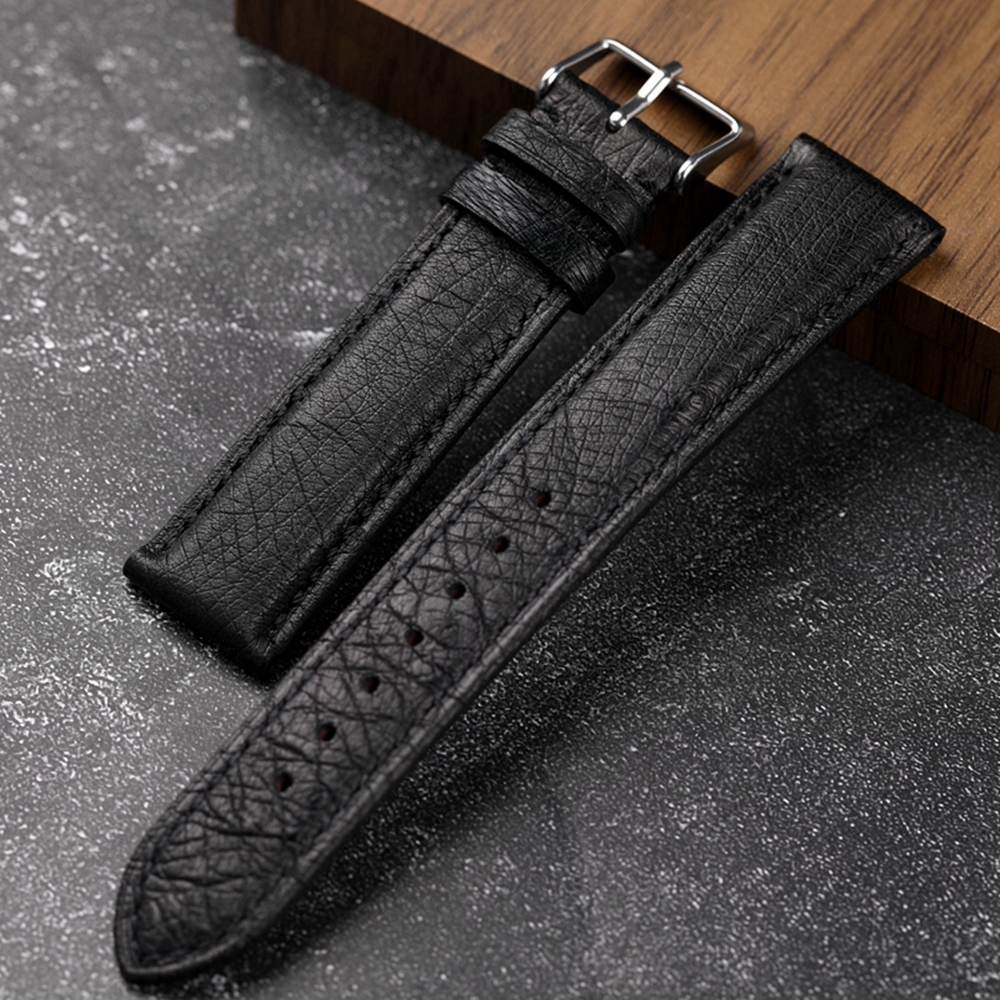 Handmade Leather Ostrich South African Black Strap 18 19 20 21 22MM Vintage Leather Bracelet Men Bracelet Height Leather smile