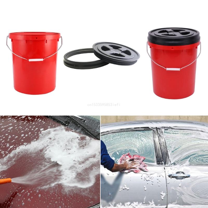 Car Wash Bucket Seat-Mounted Car Cleaning Bucket with/without Lid for Car Wash