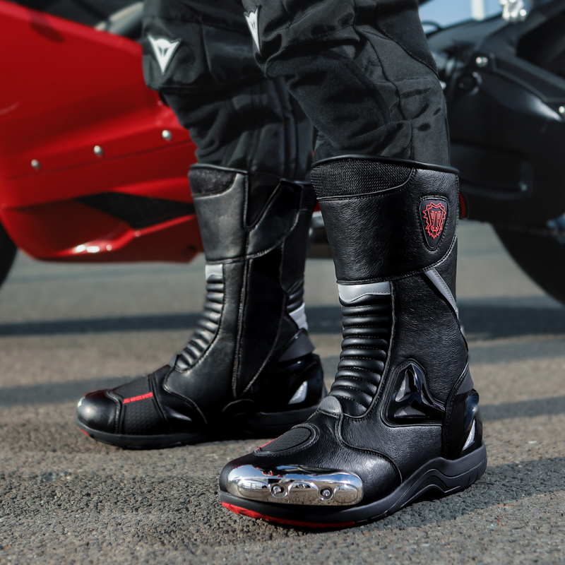 Unisex Waterproof Leather Motorcycle Boots Men Women Retro Bike Boots Anti-slip Cafe Racer Shoes Riding Protective Boots 37-47