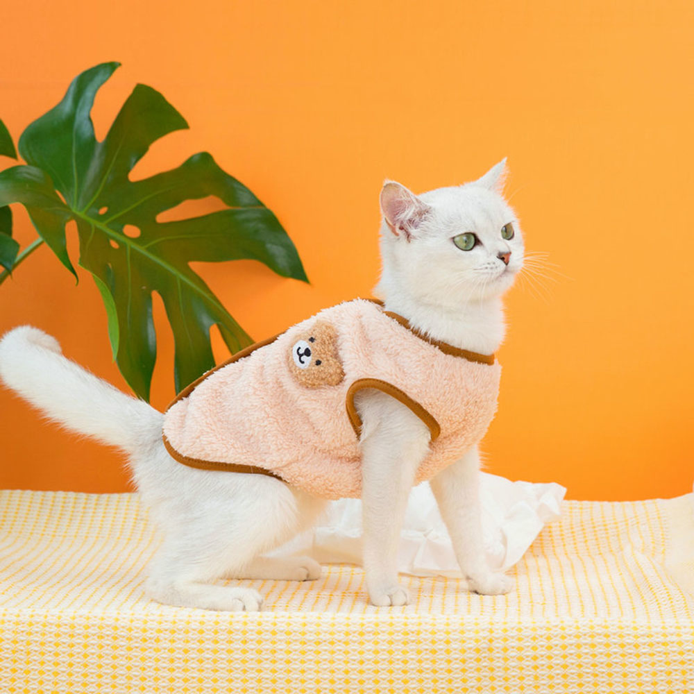 Soft Cozy Cat Clothes Kitten Cardigan Sweater Winter Warm Fleece Vest Sweatshirt for Small Dogs Puppies Jacket Coat Pet Costume