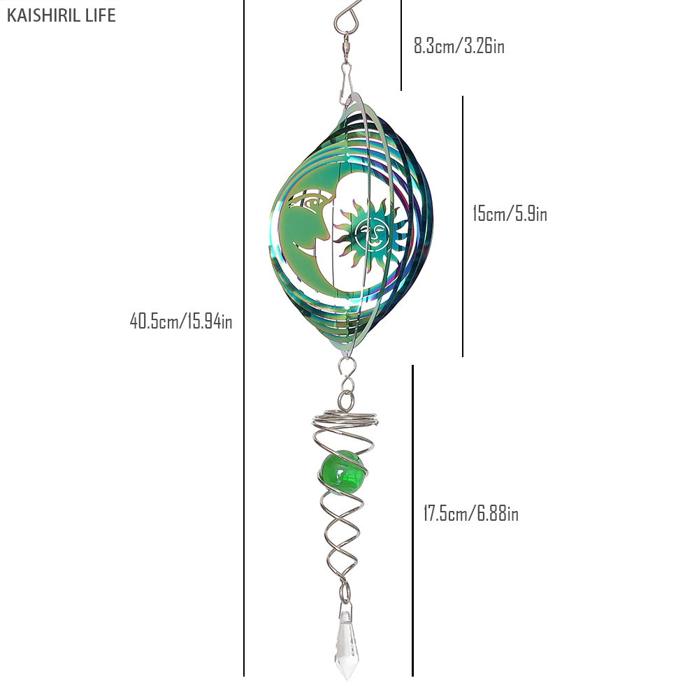 Moon Ramadan Garden Decoration Outdoor Wall Hanging Decor Eid Mubarak Rotating Wind Chimes Balcony Wind Spinner Crystal Pendant