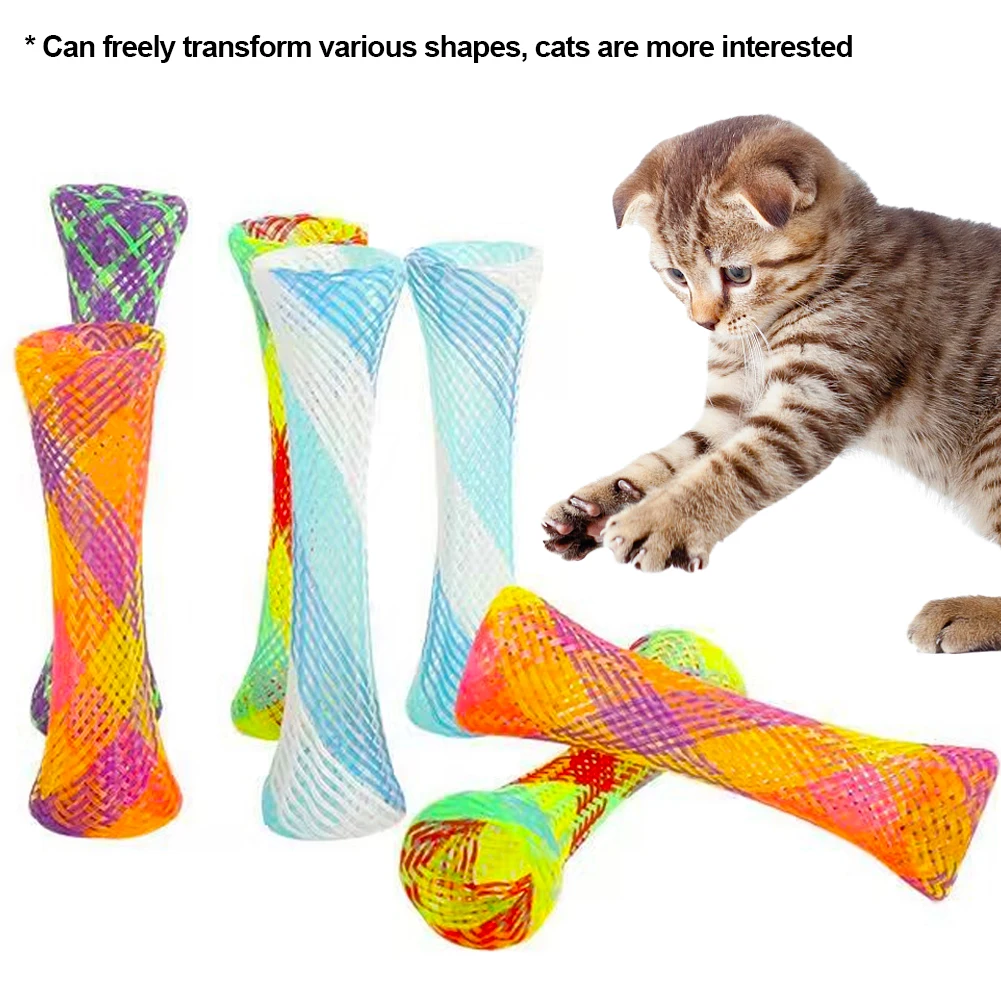 10 Toy Stick Freely Folding Spring Shape Multi-Color Bouncing Kitten Cat Interactive Toys Pet Supplies Free shipping