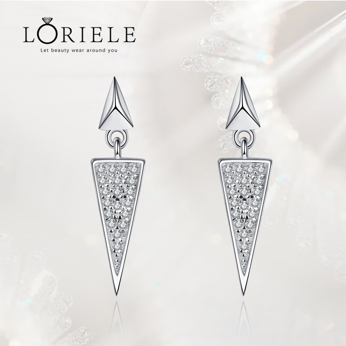 LORIELE Sterling Silver Moissanite Earrings Platinum Plating Full Diamond Setting Triangle Drop Earrings For Women Jewelry