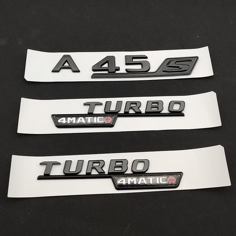 3d ABS Chrome Black A45 S Emblem Sticker Trunk Car Letters Turbo 4matic Badge For Mercedes A45S AMG W177 Accessories