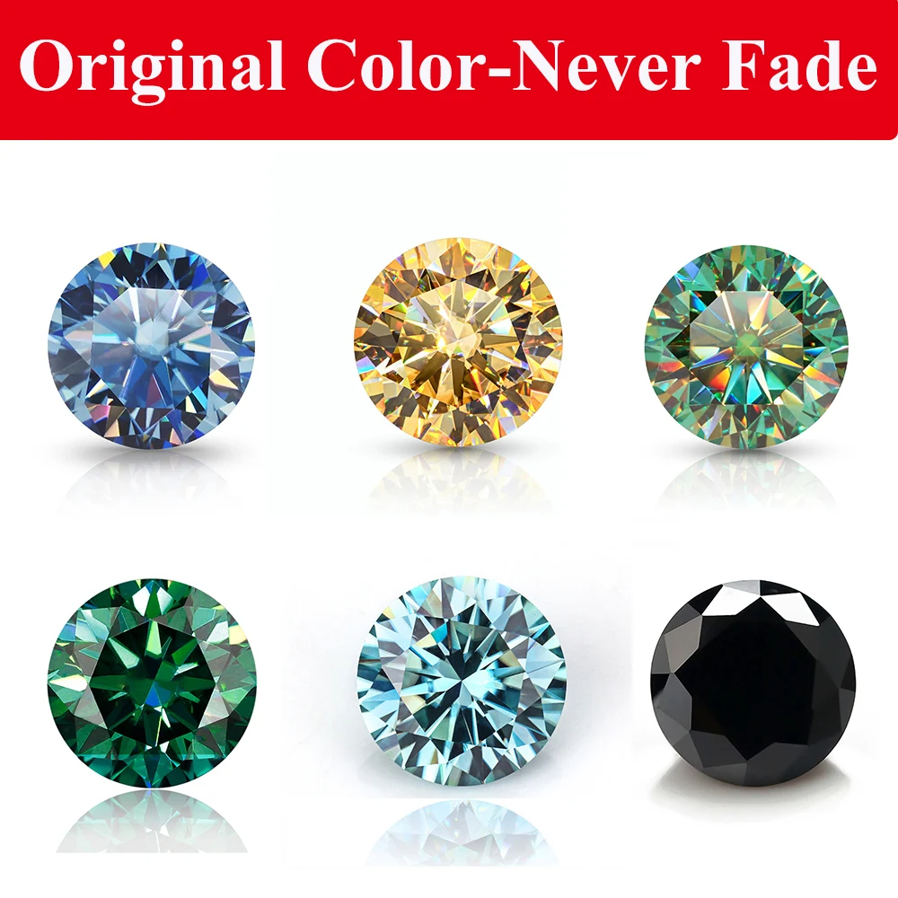 Wholesale 1ct Small Size Stones Loose Moissanites 0.7mm-30ct Top Blue Green Pink Color Lab Grown Moissanite Diamonds Beads