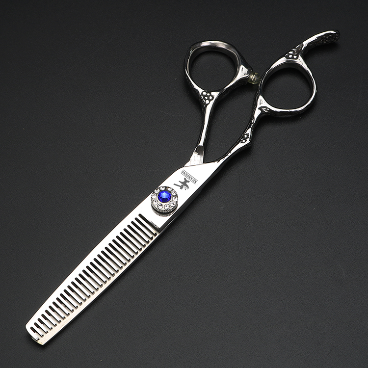 XUANFENG 6 inch left hand plum blossom handle hair scissors 440C steel barber cutting scissors and thinning scissors