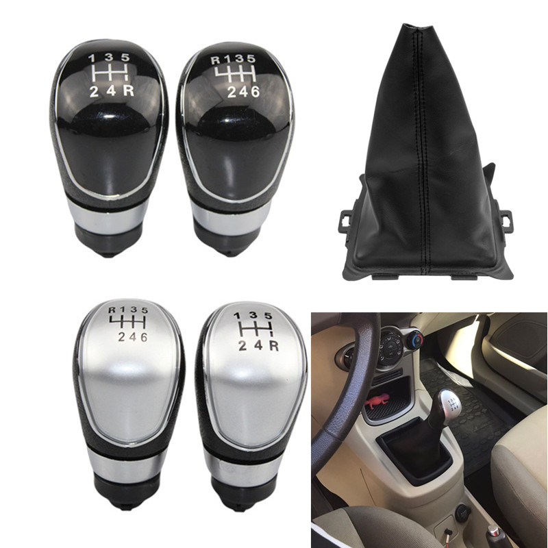 5 6 Speed Car Manual Gear Shift Knob For Ford Fiesta 2008 2009 2010 2011 2012 Gaiter Boot Cover Case Collar Accessories