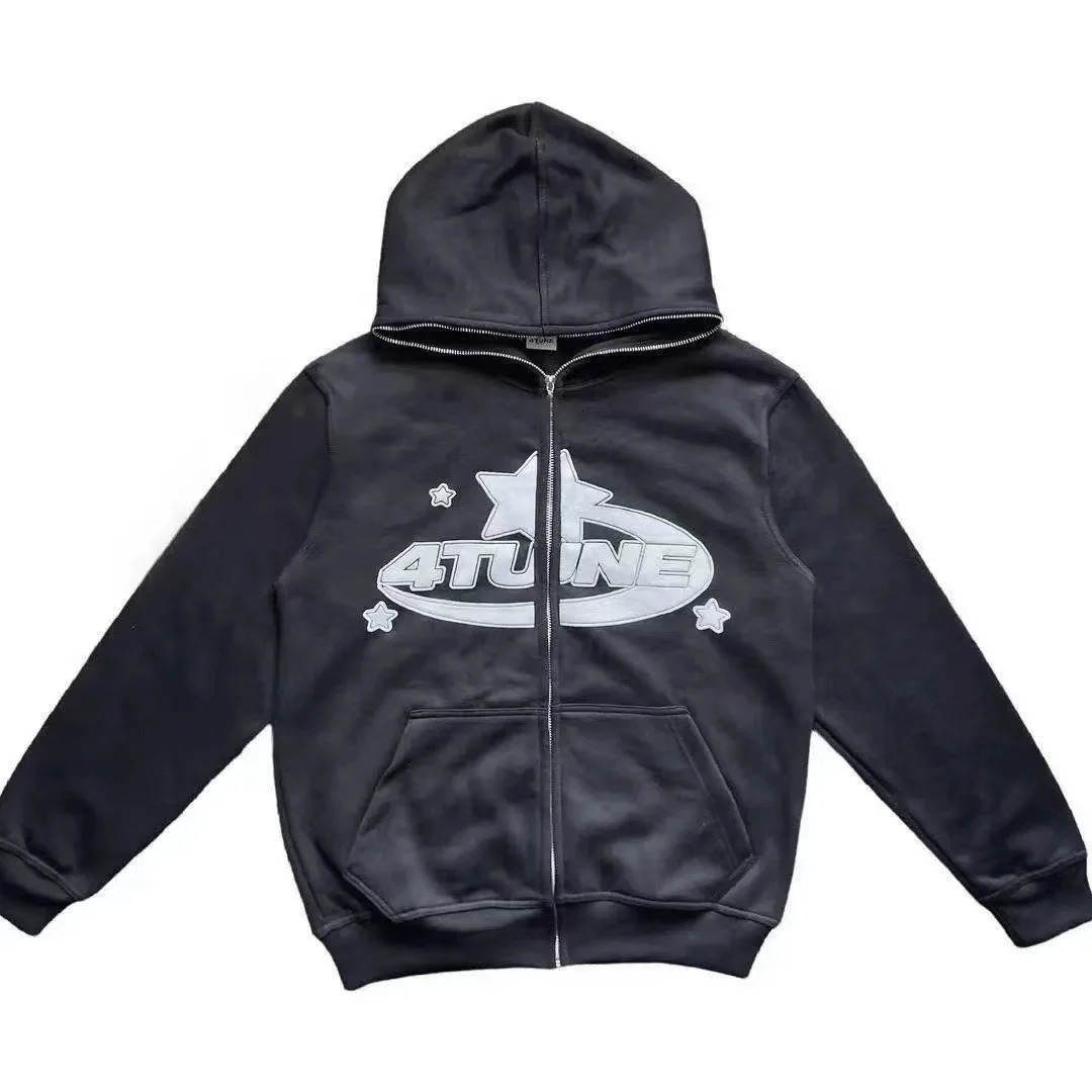 Zip Up Hoodies Gothic Men Women Print Sleeve Sweatshirt Punk Harajuku Y2K Loose Long Coat Streetwear 240619