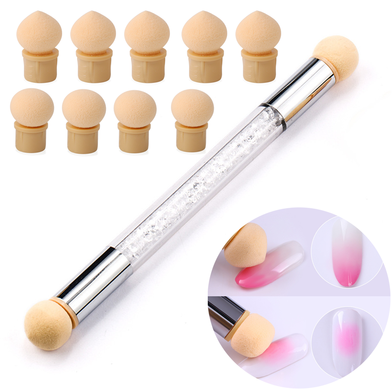 Round Sharp Head Sponge Heads Replacement Nail Art Gel Polish Color Gradient Brush Glitter Powder Dotting Manicure Tools