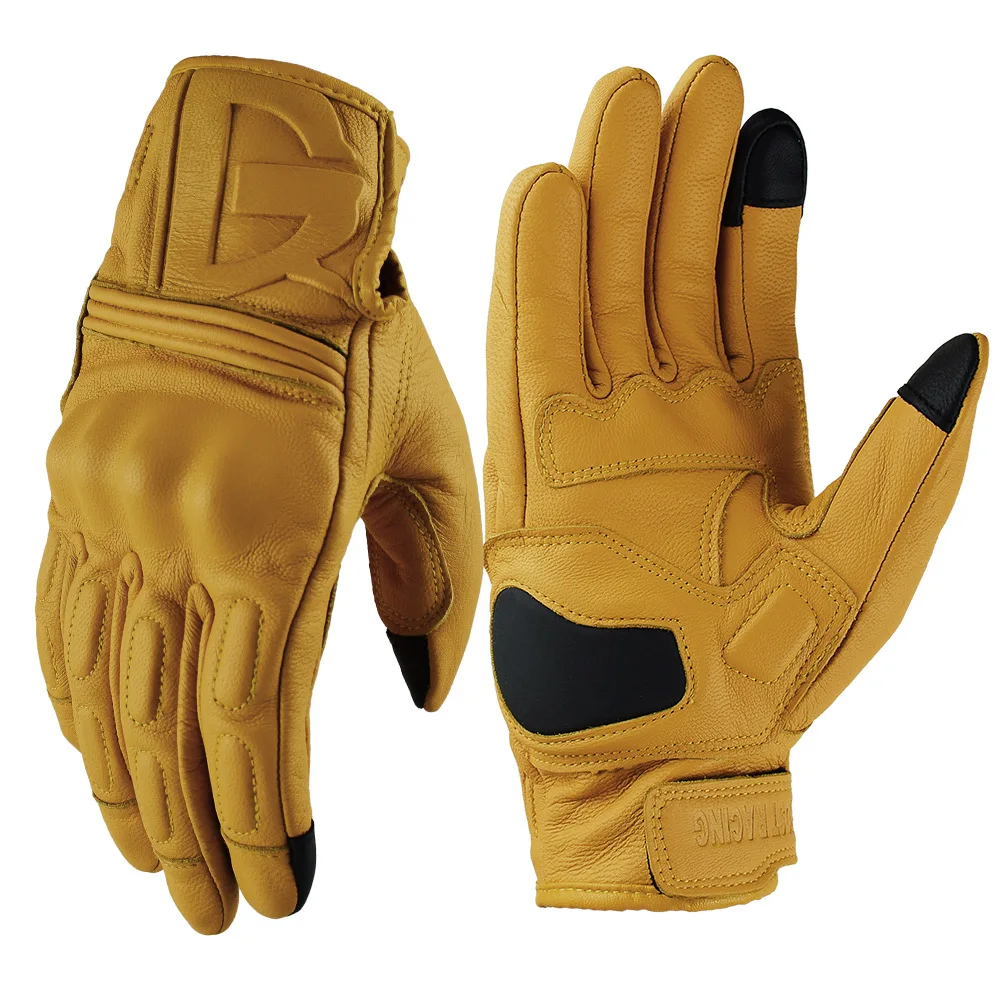 Breathable Motorcycle Gloves Genuine Leather Guantes Moto Motorbike Windproof Cycling Racing Men Women Goatskin