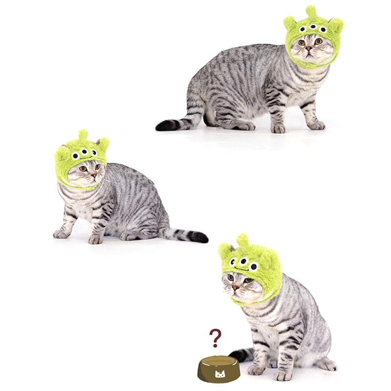 Funny Cat Headgear Cute Headwear Cap for Cats Cape Warm Plush Pet Hat Christmas Cosplay Costumes Props Photo Kitten Supplies