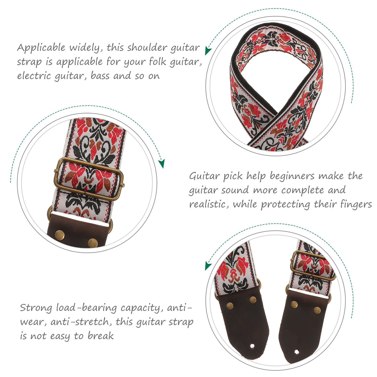 Guitar Replacement Classic Strap Guitar ddmysmile Shoulder Strap Guitar Belt With Pick Smile