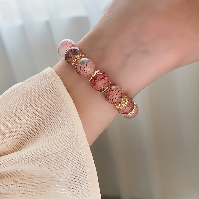 Glass Crystal Beads Strand Bracelets For Women Girls Multicolor Stone Beaded Charm Bracelet Handmade Wristband Jewelry Gifts 0415c 5 18086