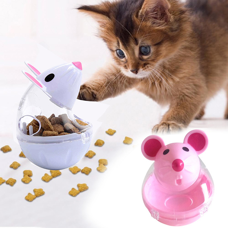 Cat Food Leakage Toys Interactive Food Funnel Plastic Cat Food Dispenser Mouse Ball Shape Tumbler Puzzle Training Pet Supplies
