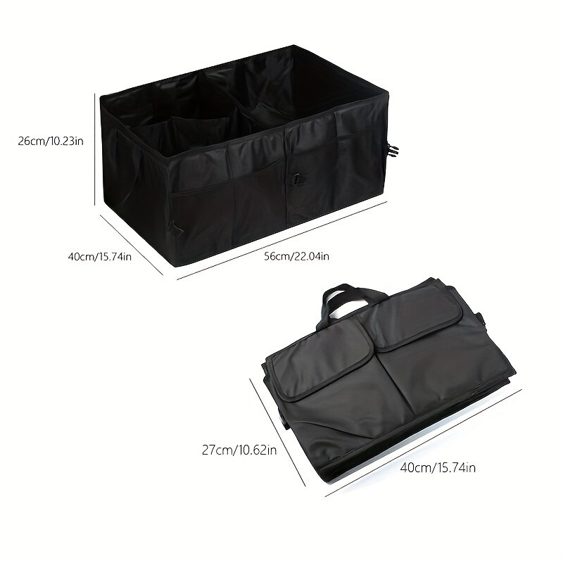 Car Trunk Organizer Black Oxford Cloth Multi-Purpose Clutter Trunk Storage Box with Handle Multi-Compartment Foldable e98b4
