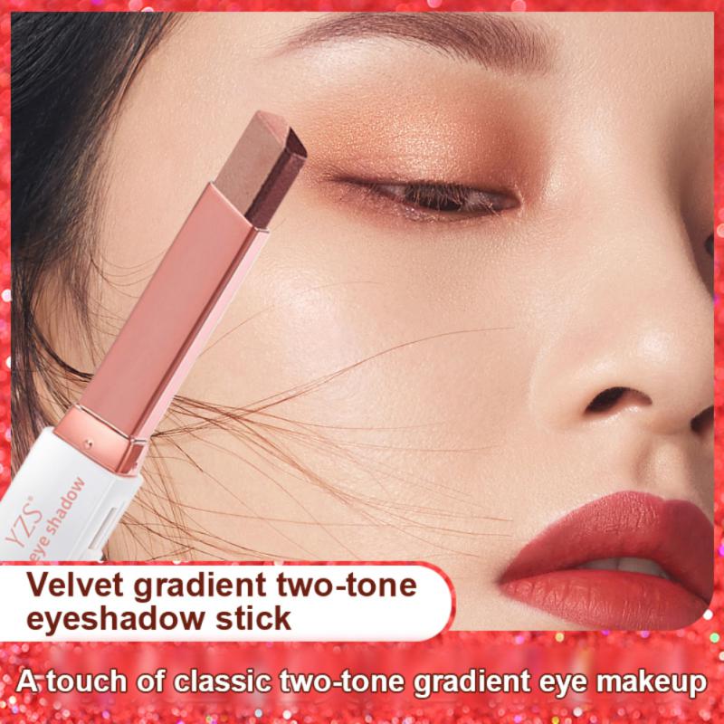 Lazy Eyeshadow Stick Stereo Gradient Shimmer Double Color Eye Shadow Pen Waterproof Easy to Wear Eyeshadow Makeup Maquillaje