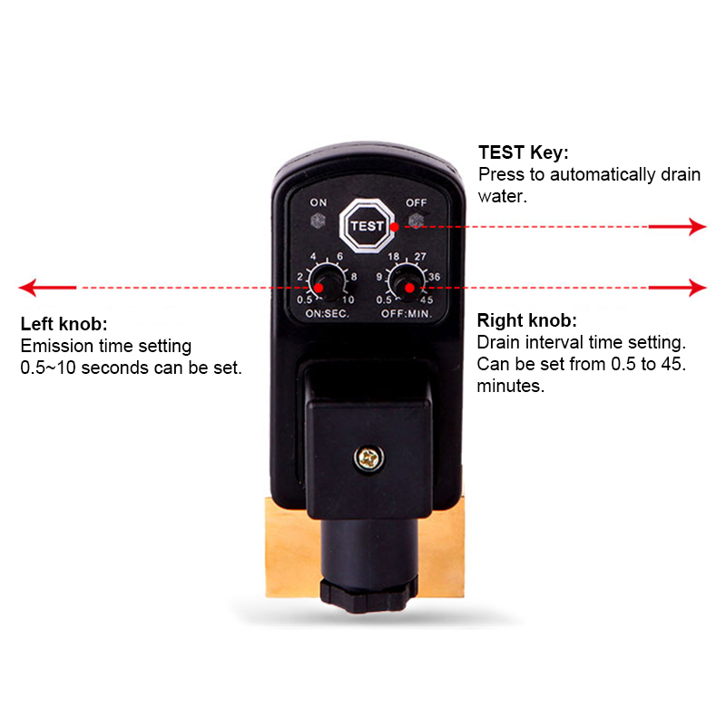 Electronic Drain Valve Air Compressor 1/2" DN15 Normally Closed Electric Timing Solenoid Valve Automatic Water Switch AC220V