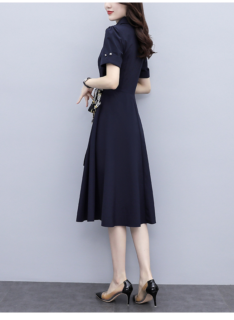 New oversized women's fashion slim fit, slim fit, belly covering belt patchwork dress