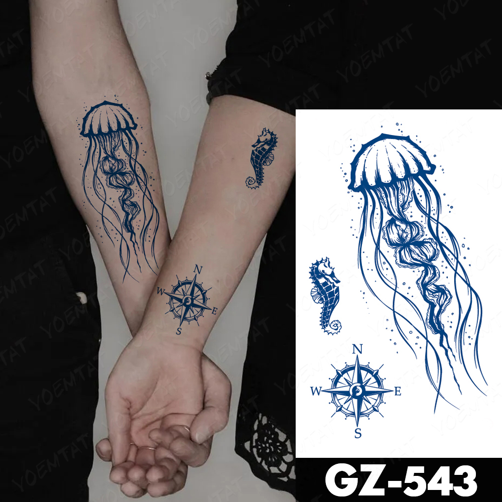Semi-Permanent Waterproof Temporary Tattoo Sticker Juice Lasting Ink Tatto Line Flower Rose Herbal Fake Tatoo Women Men Body Art