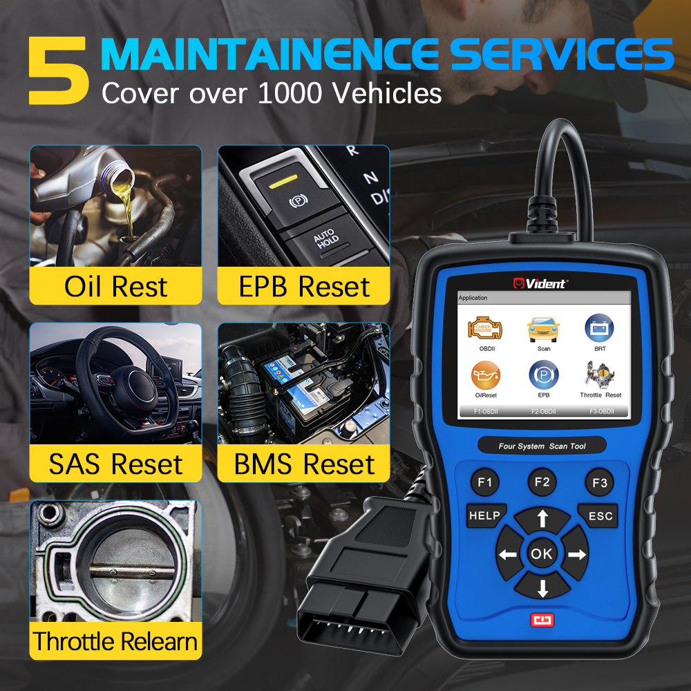Vident iLink304 OBD2 Automotive Scanner 4 System Car Diagnostic Tool Oil EPB SAS BMS Reset Service Code Reader Free Update
