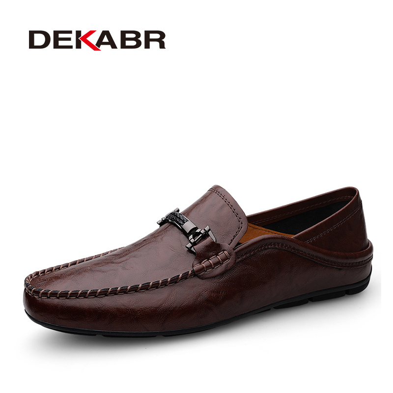 DEKABR Size 35-49 Men Loafers Soft Moccasins Summer High Quality Mens Shoes Casual Genuine Leather Driving Flats 3f1e
