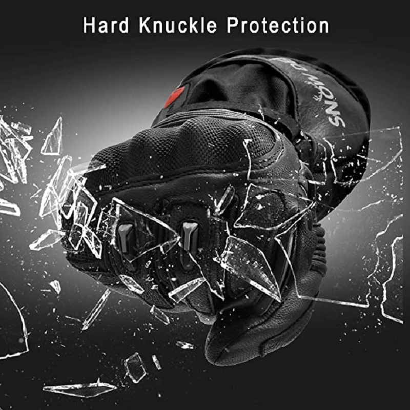 SNOW DEER Waterproof Heated Motorcycle Gloves for Men Motorcycle Glove Leather Genuine with Rechargeable Battery Biker Glove
