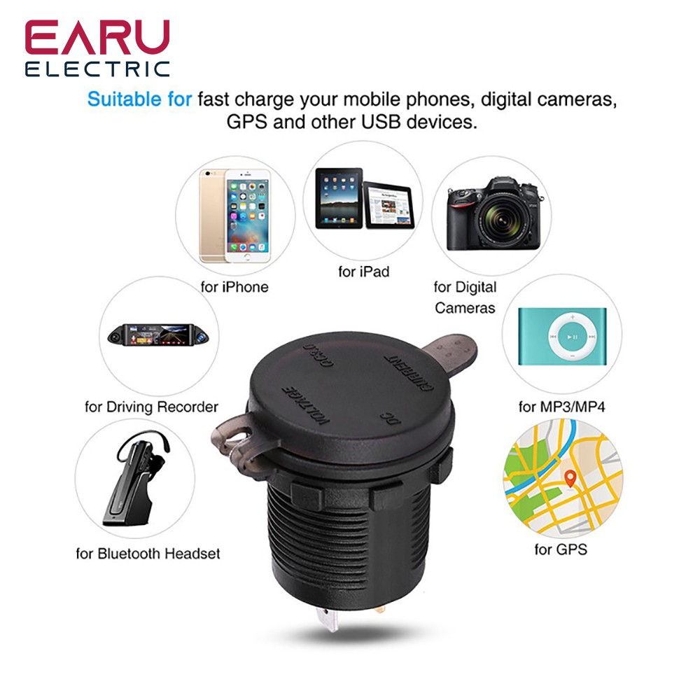 4.2A Charger Socket Power Outlet Adapter 5V Waterproof Dual USB Ports Fast Charge for Smartphone Car Boat Marine D5