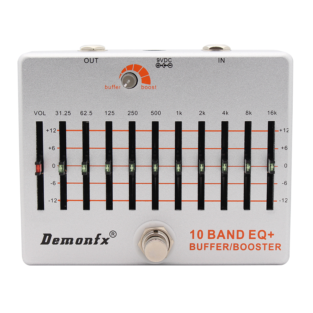 NEW Demonfx 10 Band EQ+ Buffer Boost Guitar Bass Effect Pedal Equalizer Buffer Boost