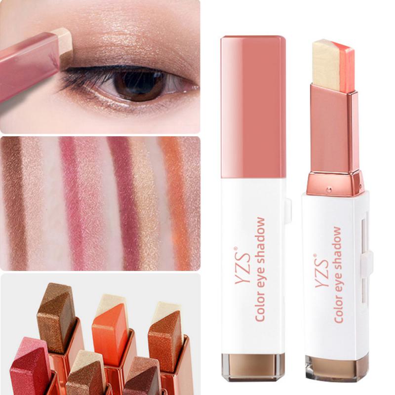Lazy Eyeshadow Stick Stereo Gradient Shimmer Double Color Eye Shadow Pen Waterproof Easy to Wear Eyeshadow Makeup Maquillaje