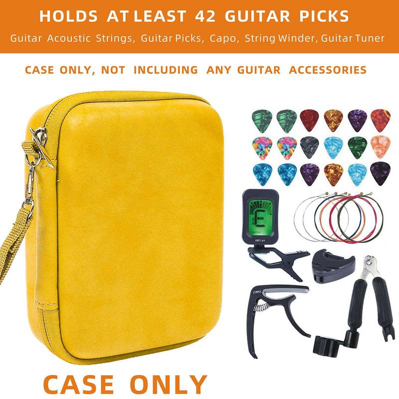Guitar Pick Box Holder Waterproof Storage Case For Guitar Pick Dustproof Pick Pouches With Soft Lining For Tuner Capo Strings