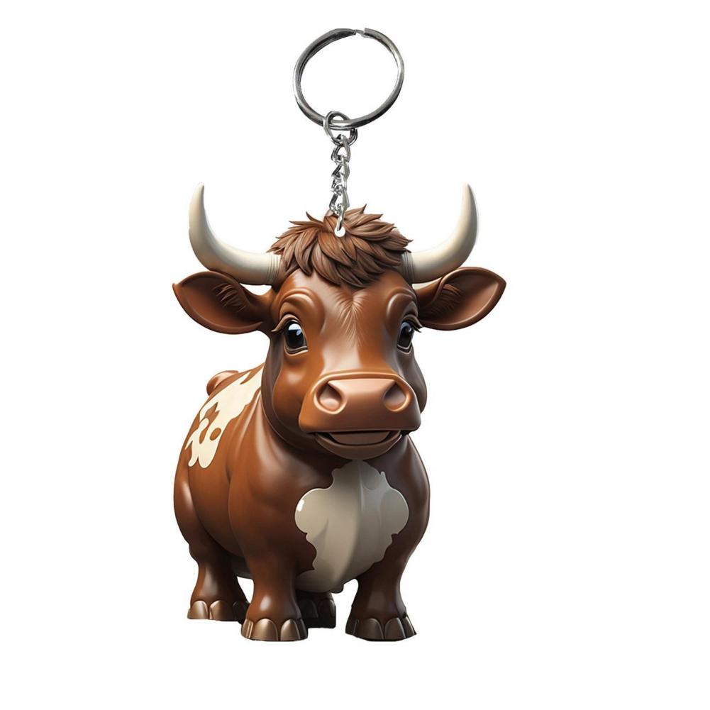 Key Chain Acrylic Cow Keychain Bright Colors Durable Keychain Pendant For Backpack Bag Key Farm Style Highland Cattle Series