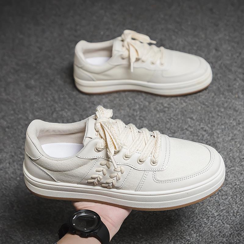 Autumn Men Shoes New Breathable Canvas Shoes Trendy Shoes Heightened Cloth Shoes Versatile Casual Beige Shoes Green Free shipping