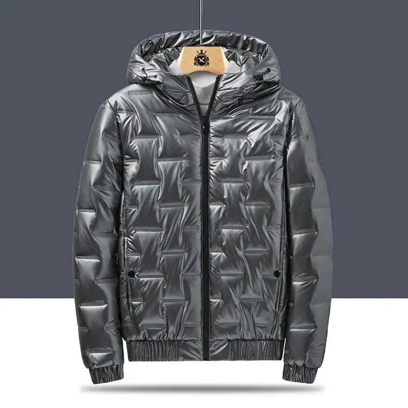 Men's Down Parkas 2024 Autumn Bubble Padded Clothes Winter Jackets Men Bright Parka Thickened Warm Silver Waterproof Jackets Men Down Coats S-6Xl