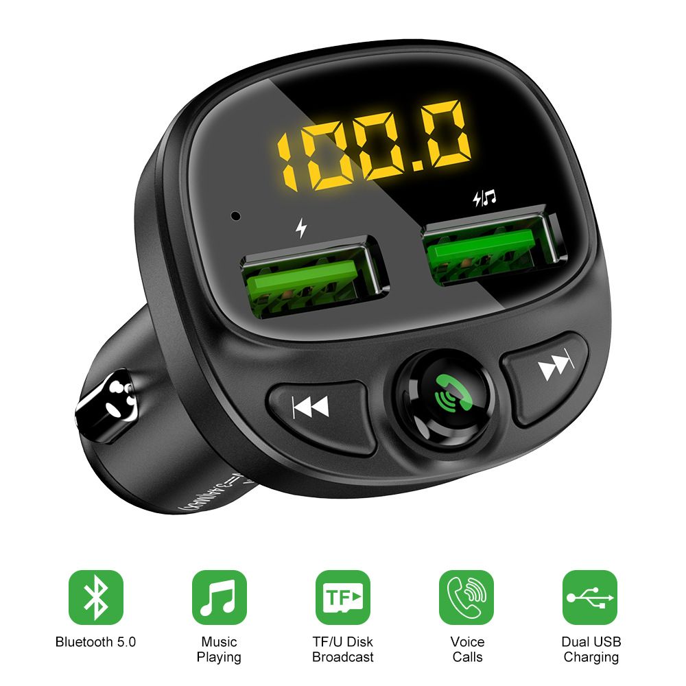 Car Charger FM Transmitter Bluetooth Audio Dual USB Car MP3 Player Autoradio Handsfree Charger Fast Charger Car Accessories f85d9