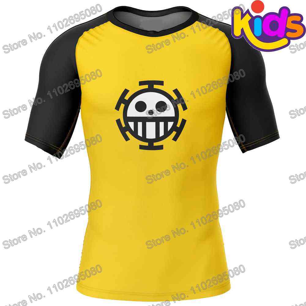 Law Surf Clothing Kids ddmysmile BJJ MMA Boys Anime Rash Guard Short Sleeve Diving T-Shirt Tight Swimwear Summer Beach Floatsuit Girls Smile