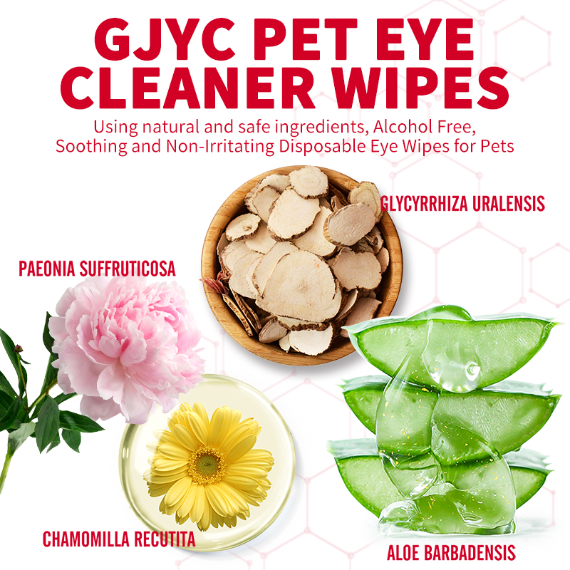 GJYC PET Dog Ear Wipes Eco Organic Thickened Biodegradable Tear Stain Cleaning Pet Eye Wipes