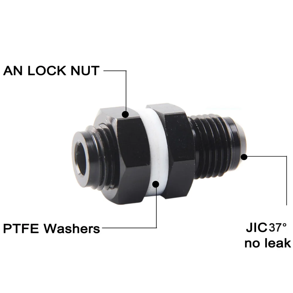 AN6 AN8 AN10 Accessories Black Fuel Cell Bulkhead Adapter Fitting