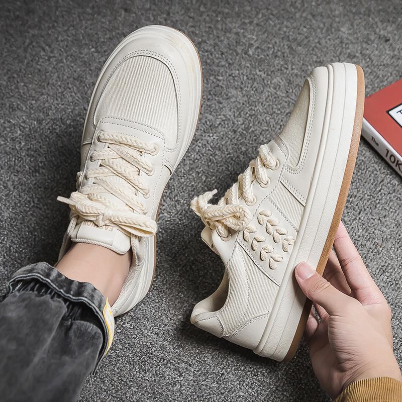 Autumn Men Shoes New Breathable Canvas Shoes Trendy Shoes Heightened Cloth Shoes Versatile Casual Beige Shoes Green Free shipping