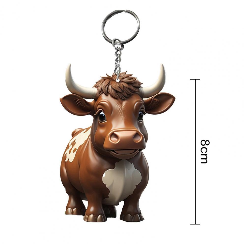 Key Chain Acrylic Cow Keychain Bright Colors Durable Keychain Pendant For Backpack Bag Key Farm Style Highland Cattle Series