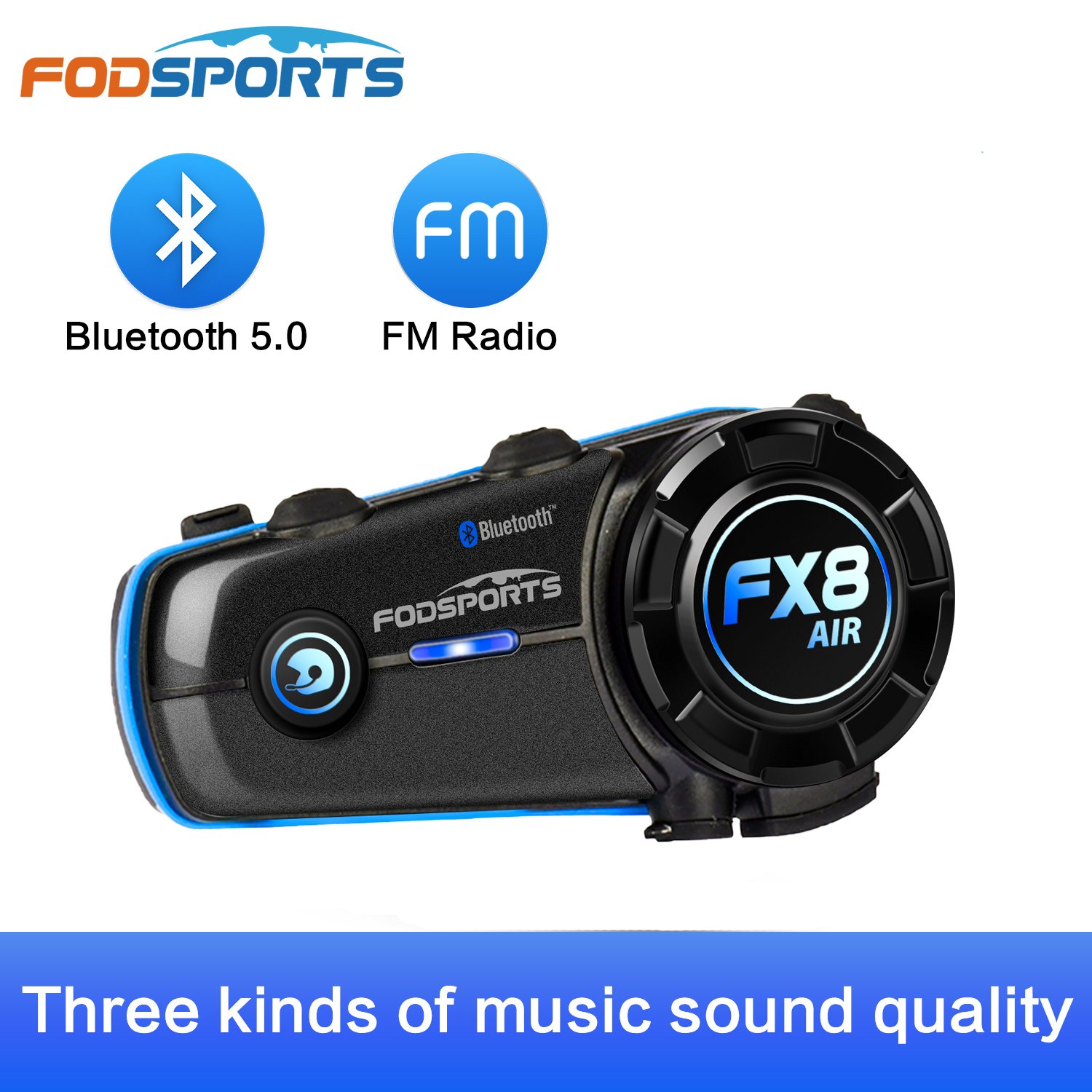 Fodsports FX8 Air Motorcycle Bluetooth Intercom Intercomunicador Moto Motorcycle Helmet Headset Bass Midrange Treble