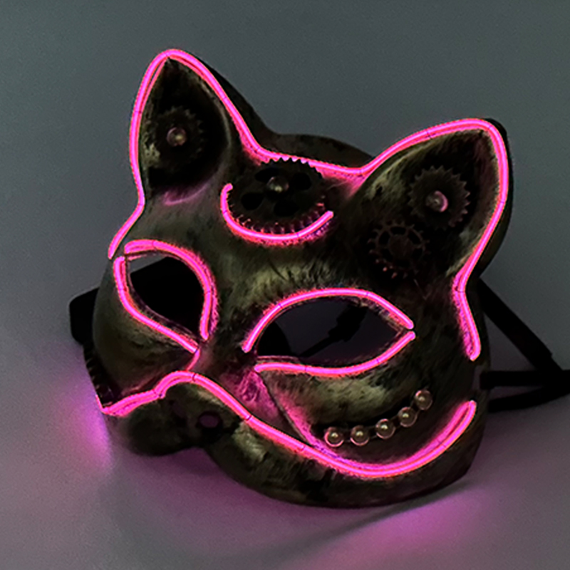2023 Halloween New Steampunk Style Cat Full Face Mask Anime Cosplay LED Luminous Mask Glowing InThe Dark Night Party 1ac6f