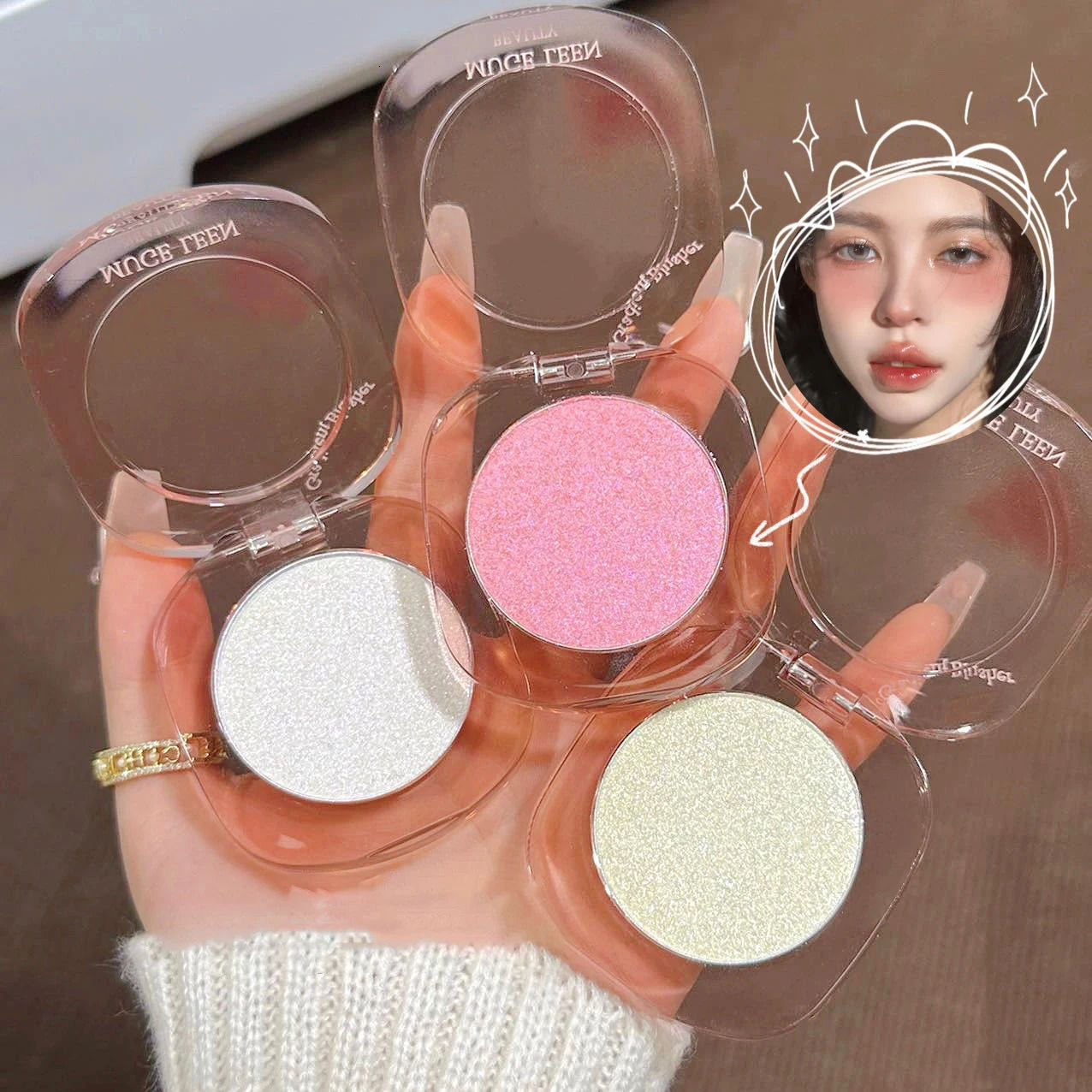 Makeup Highlighter Pink Polarized Shiny Glitter Brighten Cheekbones Eyes High Gloss Palette Highly Pigmented Shimmer Fine Shine X251027