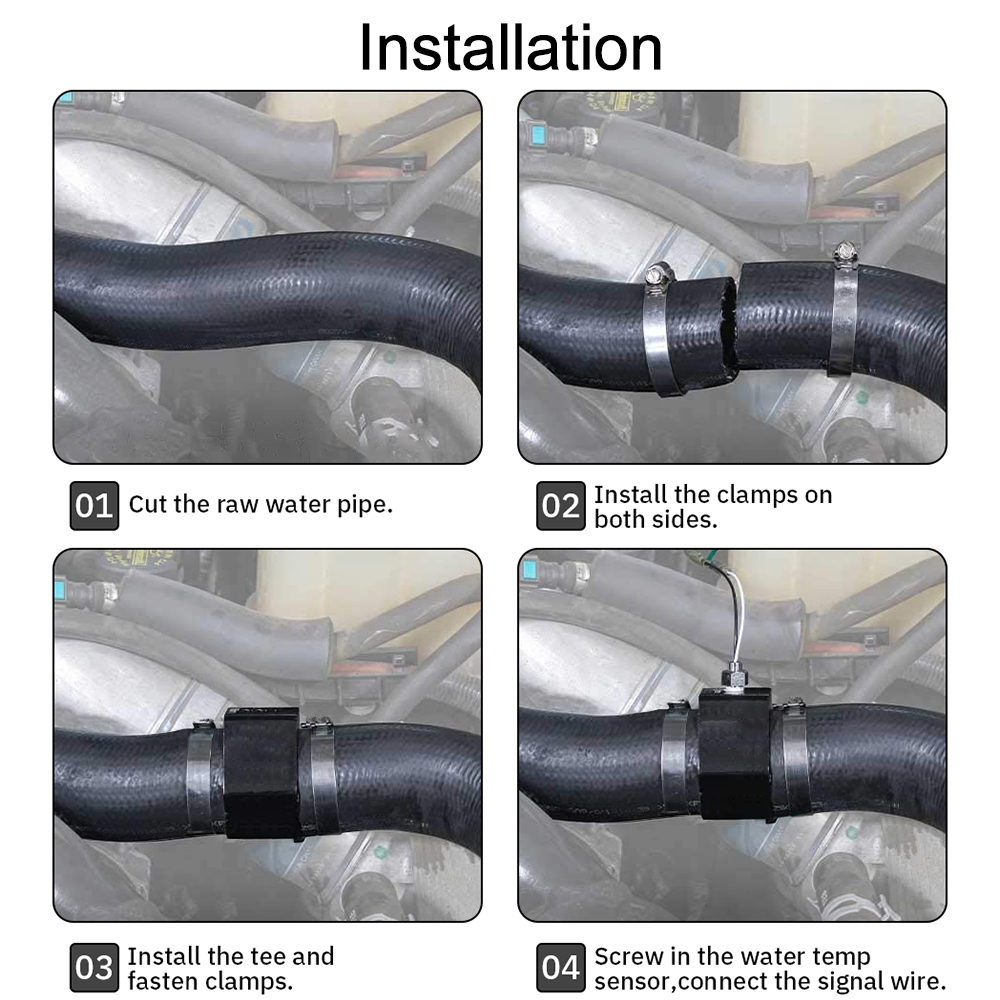 Gauge Radiator Temperature Water Temp Joint Pipe Sensor Hose Adapter 40mm/38mm/36mm/34mm/32mm/30mm/28mm/26mm Blue