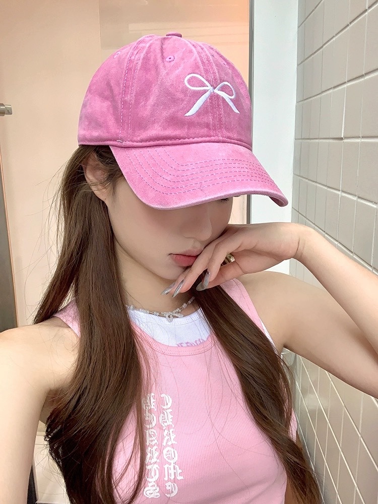 Designer Korean Bow Niche Embroidered Baseball ddmysmile Caps Unisex 2024 Spring And Summer Travel Sunscreen Casual Women's Hats Gorra Smile