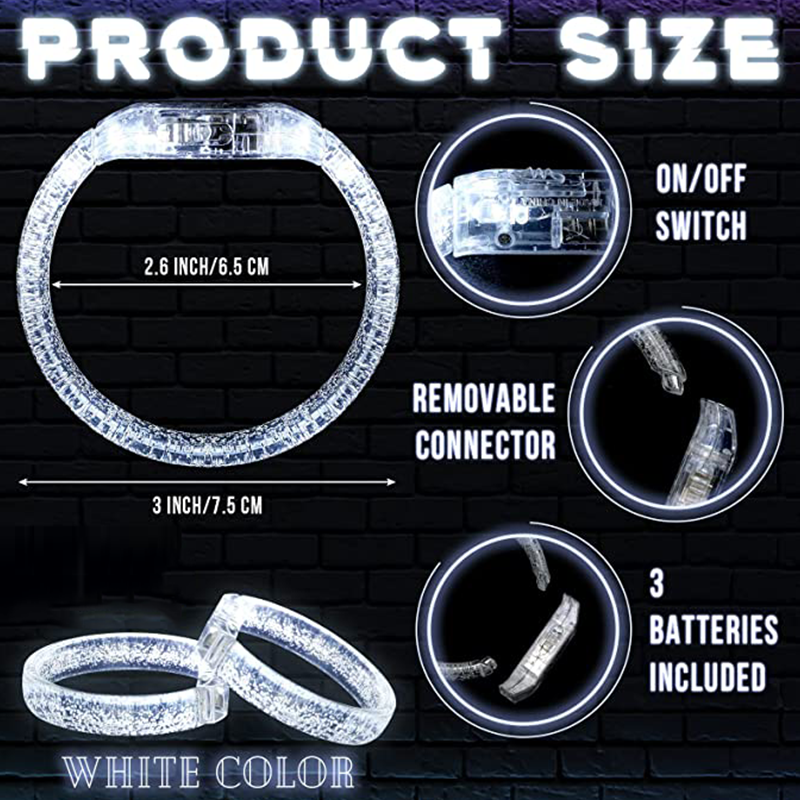 12pc LED Light Up Bracelets White Glow Wristbands Glow Bracelets Luminous Props Birthday Wedding Party Supplies Glow In The Dark