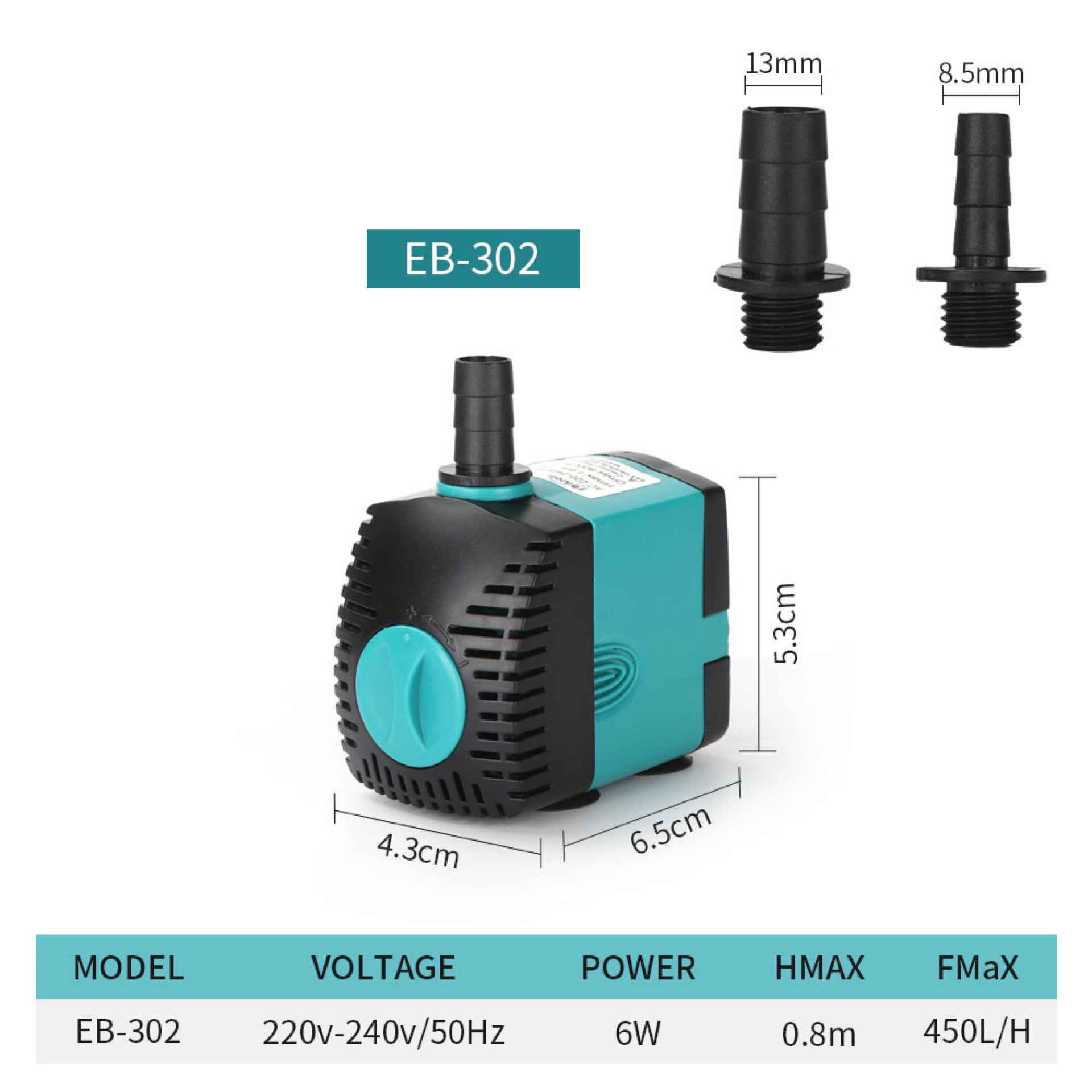 New Fish Pond Aquarium Pump 6W 450L/H Fish Tank Quiet Pump Multifunctional Ultra-Submersible Water Fountain Filter Pump