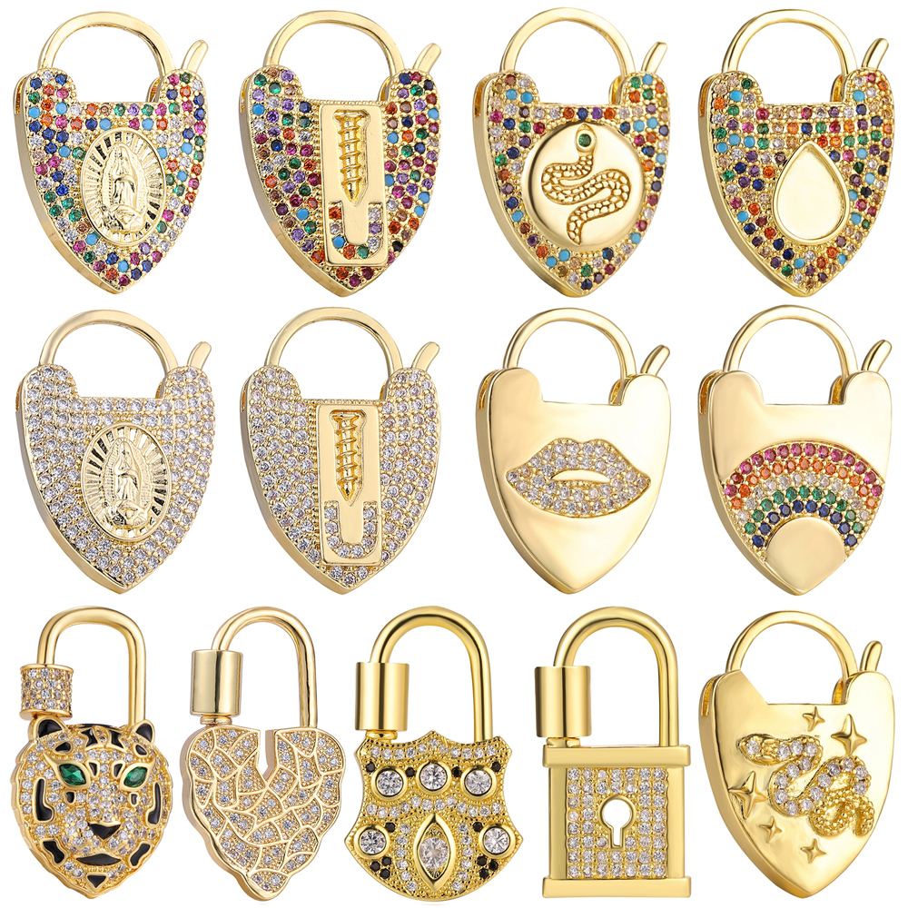 Juya DIY Heart Snake Tiger Rainbow Saint Virgin Screw Carabiners Locket Clasps Accessories For Handmade Charms Jewlery Making